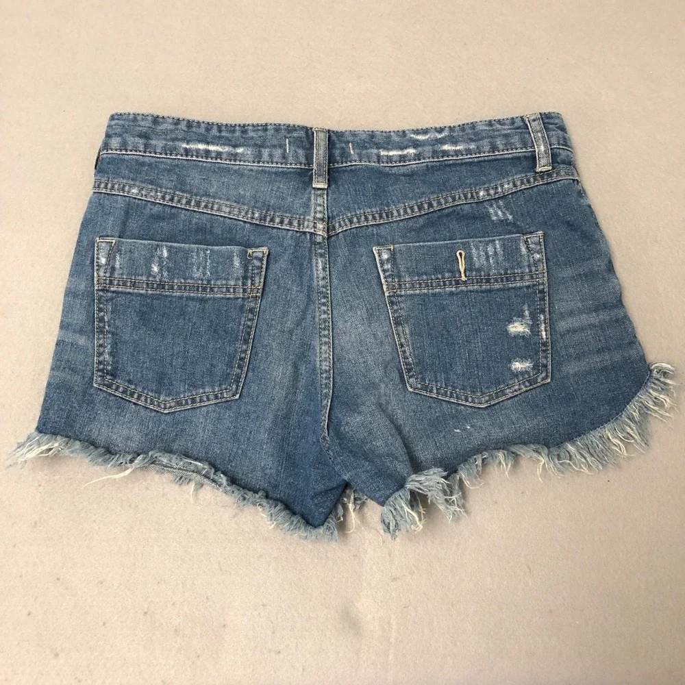 Free People Cut Off Shorts Womens 29 8 Blue Denim Distressed Festival‎ Beach